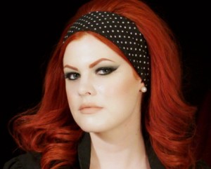 Ashley of Hollywood Noir Makeup wearing a classic Brigitte Bardot hairstyle 