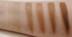 OCC Skin Conceal Swatches in Y Shades on white background